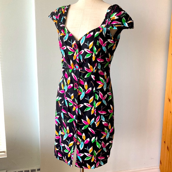 off the shoulder 80s print dress - Picture 2 of 9